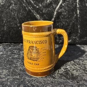 Vintage San Francisco Cable Car Chinatown Golden Gate Bridge Stein Mug